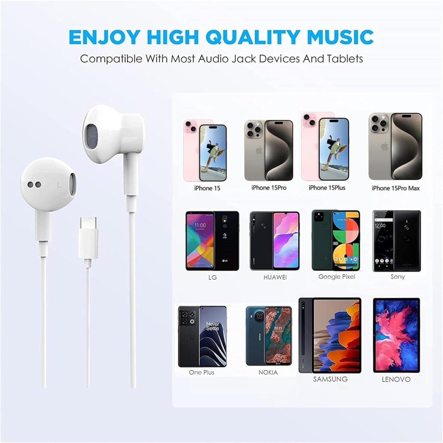 USB C Headphones for iPhone 17/16/15 Pro Max Plus Type C Earphones with Microphone & Remote Noise Cancelling Earbuds for iPhone 17/16/15 Pro, iPad
