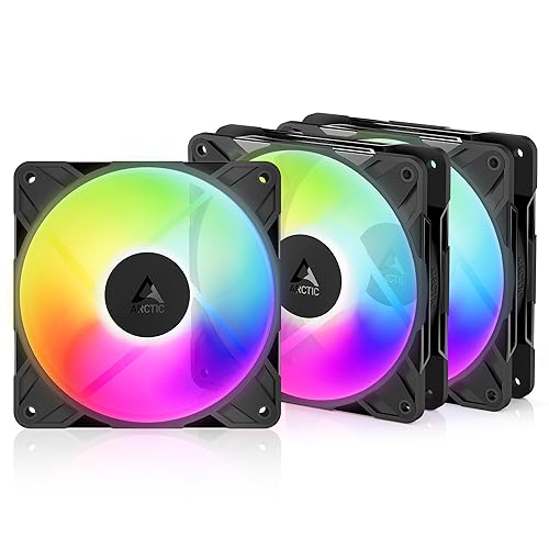 ARCTIC P12 Pro Reverse A-RGB - 3 Pack - 120 mm Premium Fan with Reverse Airflow, PWM Fan with Y Cable Splitter, 500-3000 RPM, 0 RPM <5% PWM, 5V