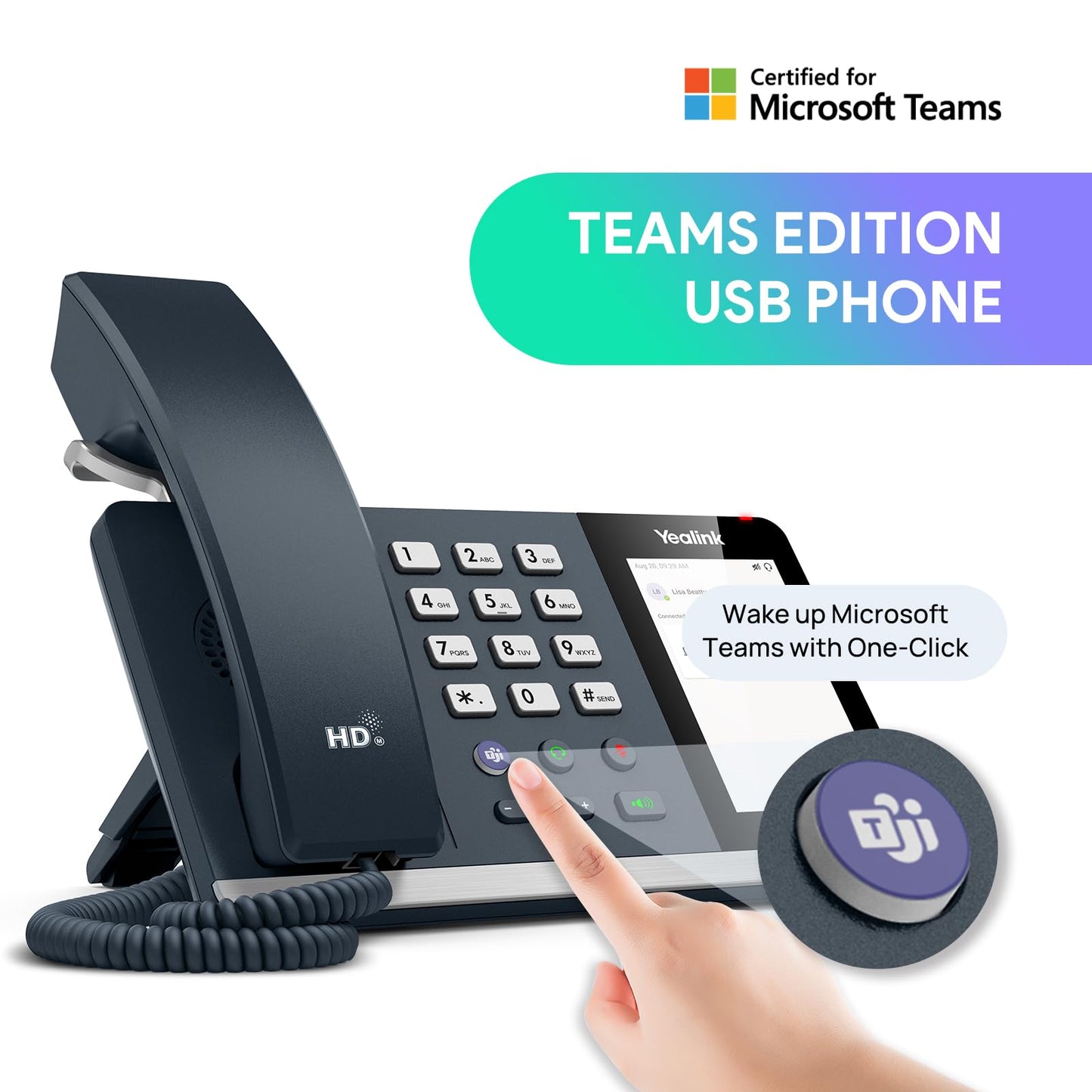 Yealink MP45 Microsoft Teams Certified USB Desk Phone,Cost-Effective Alternative to MP50,NOT SIP/VoIP Phone | Plug&Play via USB-A/C Cable | Powered