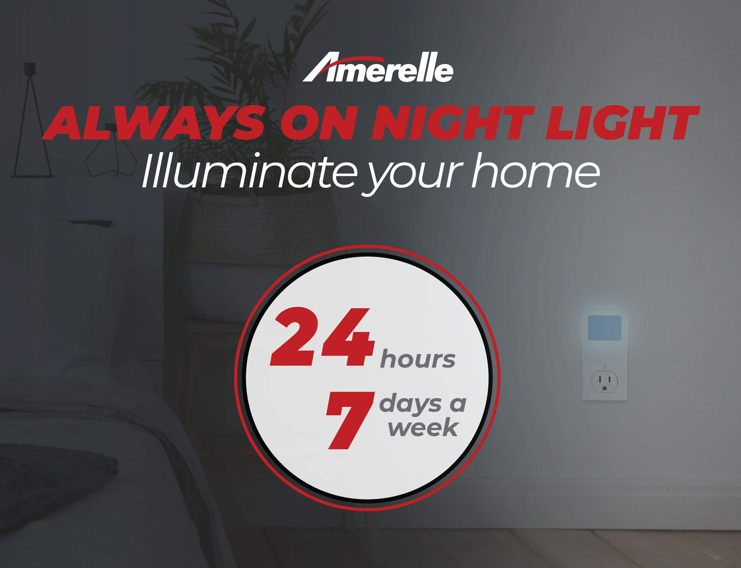 AMERELLE Always-On Blue Night Light, 4 Pack (71282) - Slim, Plug-in, LED Light with a Soft, Cool Blue Glow - Slim Suitable for Bedrooms, Bathrooms