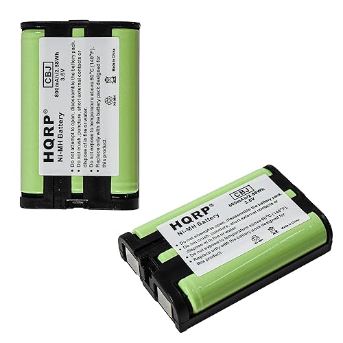 HQRP 2-Pack Phone Battery compatible with Panasonic HHR-P107 HHR-P107A KX-TGA301 KX-TGA351 KX-TGA600 KX-TGA600B KX-TGA600M KX-TGA600S KX-TGA601