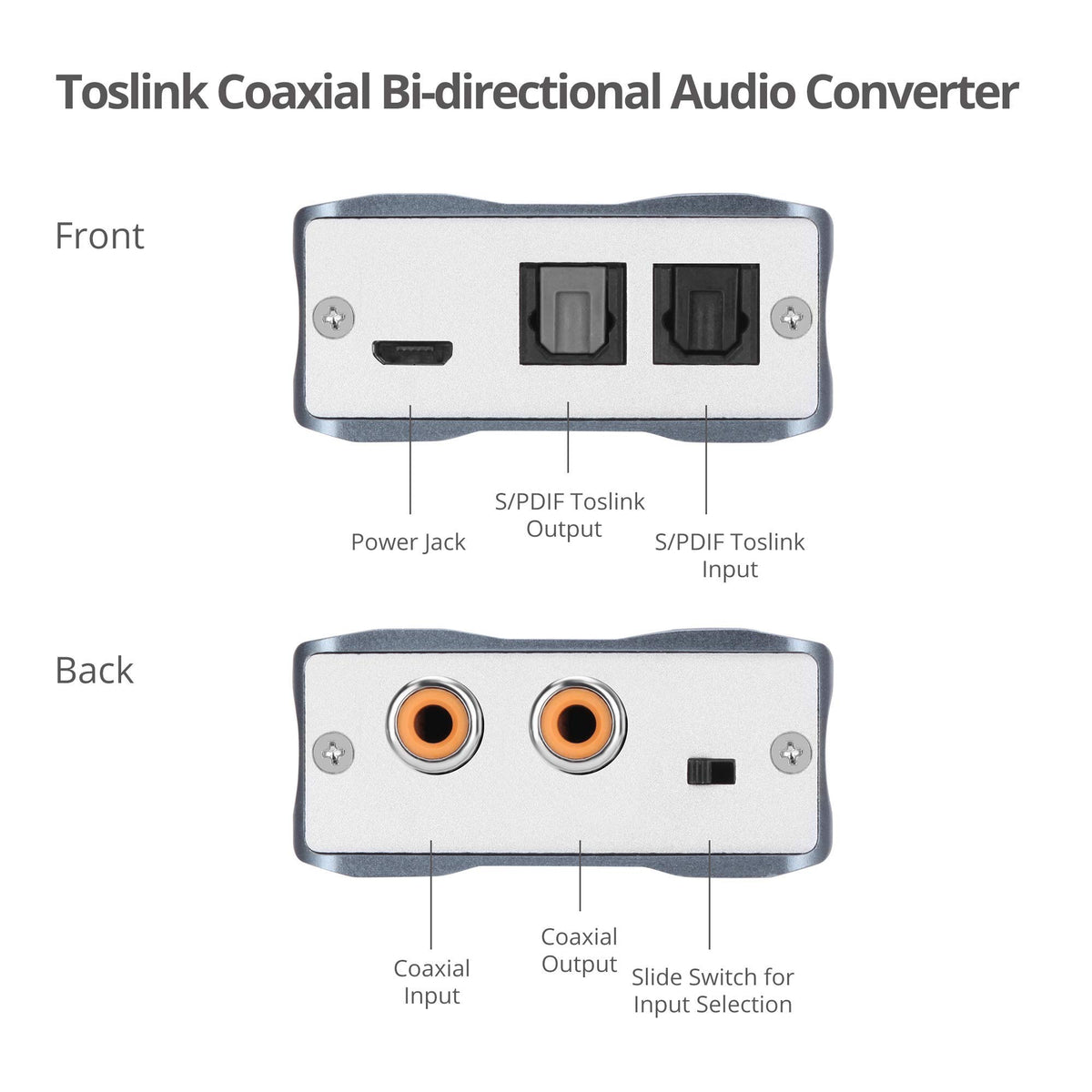 SIIG Bidirectional Toslink/Coax Audio Converter, 192kHz, TAA, CE-AU0311-S1