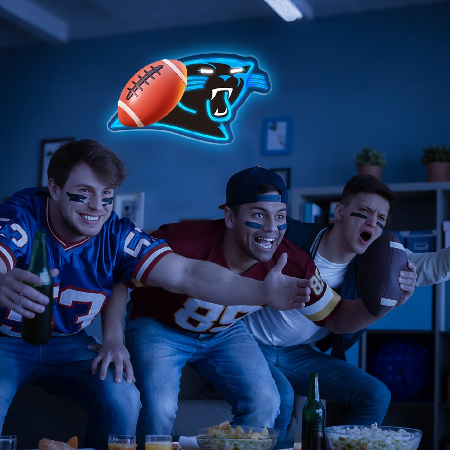 Football Team Neon Sign, Cool Dimmable Light Up Football Team Logo Hanging USB Powered for Wall Decor Art, Man Cave, Bedroom, Game Room Deco, Birthday