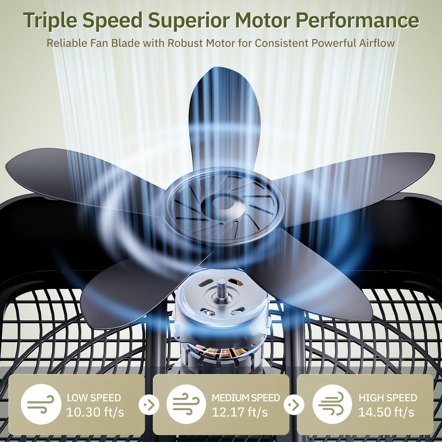 Simple Deluxe 20” Box Fan, 3-Speed Cooling Fan with Aerodynamic Shaped Fans Blades, Convenient Carry Handle and Safety Grills, Black