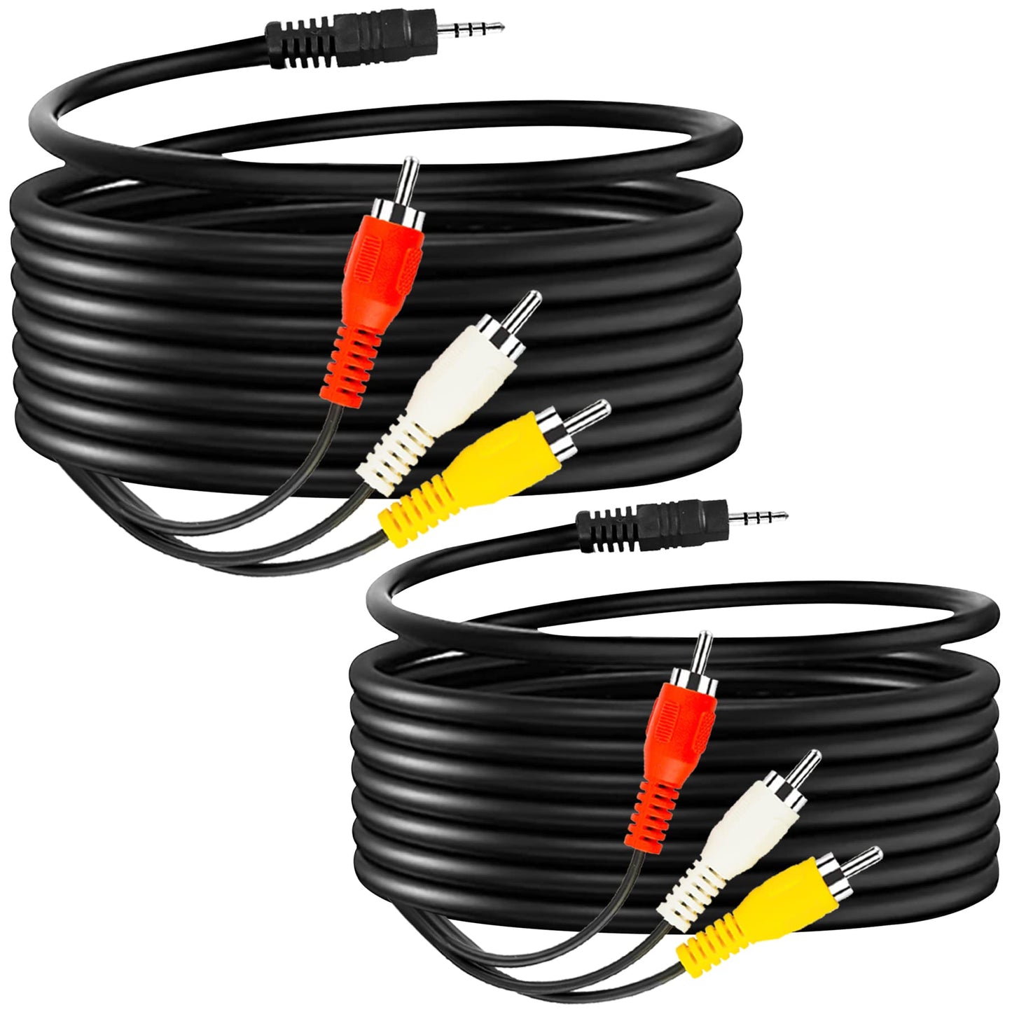 Yeebline 3.5 mm to RCA Camcorder AV Cable, 2-Pack 5ft 3.5mm Male to 3RCA Male Plug Stereo Audio Video Aux Adapter Cord for TV, Tablets, Smartphones