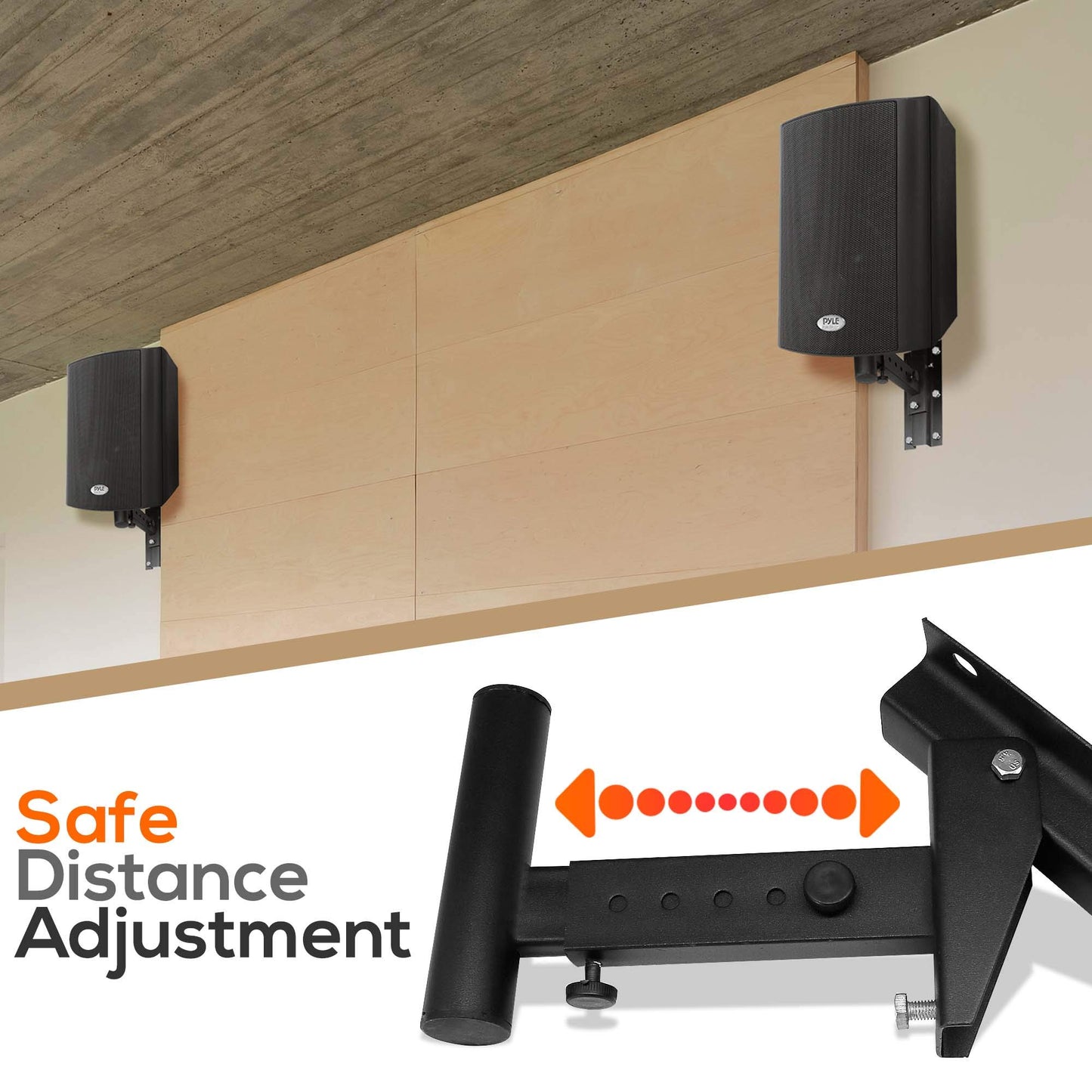Pyle 90°-30° Angle, Tilt, Rotation Adjustment & Solid-Steel Pin Serves as Safety-Stop Mount Speaker Bracket Stands-Dual Universal Adjustable w/ 12.5''