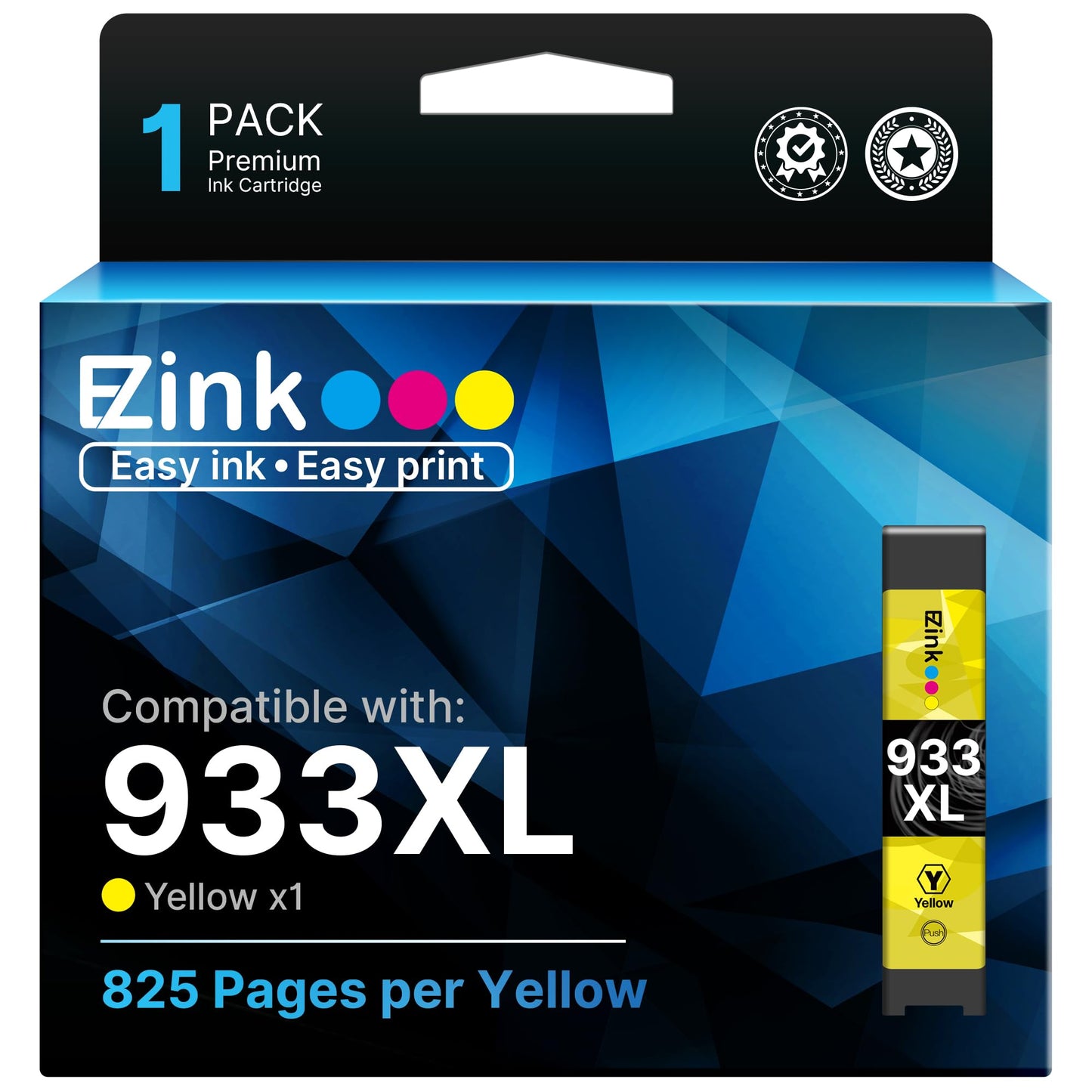 E-Z Ink 933xl Yellow Ink Cartridge Replacement for hp 933XL 932 XL Ink cartridges to Use with Officejet 6100 6600 6700 7110 7510 7610 7612 Printer (1