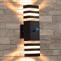 futxnziey 1 Pack Dusk to Dawn Outdoor Wall Lights, Modern Black Exterior Wall Sconce, Waterproof Aluminum Up and Down Outdoor Porch Lights, Square
