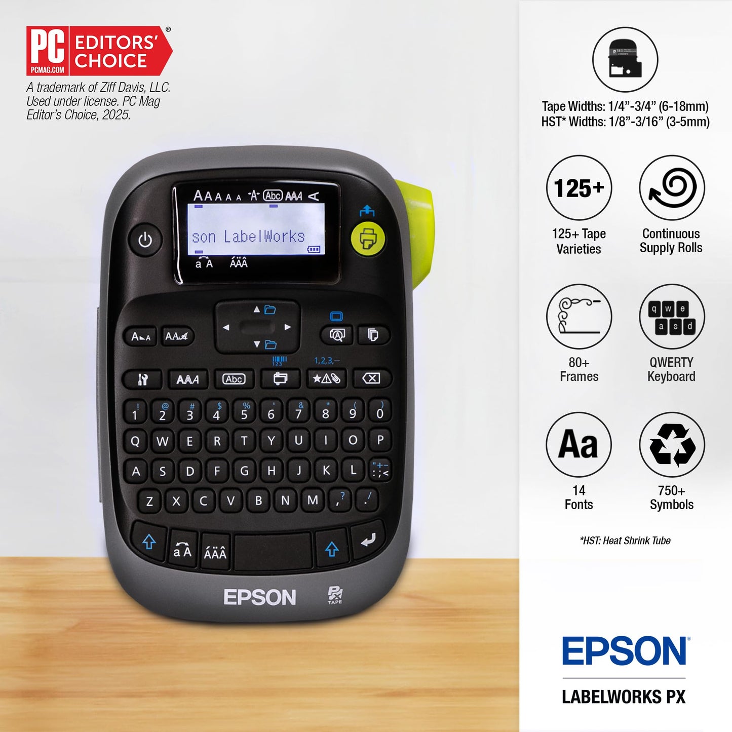 LABELWORKS Epson LW-PX300VP Industrial Label Maker Complete Kit - with Accessories, Sticker Labels, Magnetic Tape Compatible, Only Uses 203 & 205