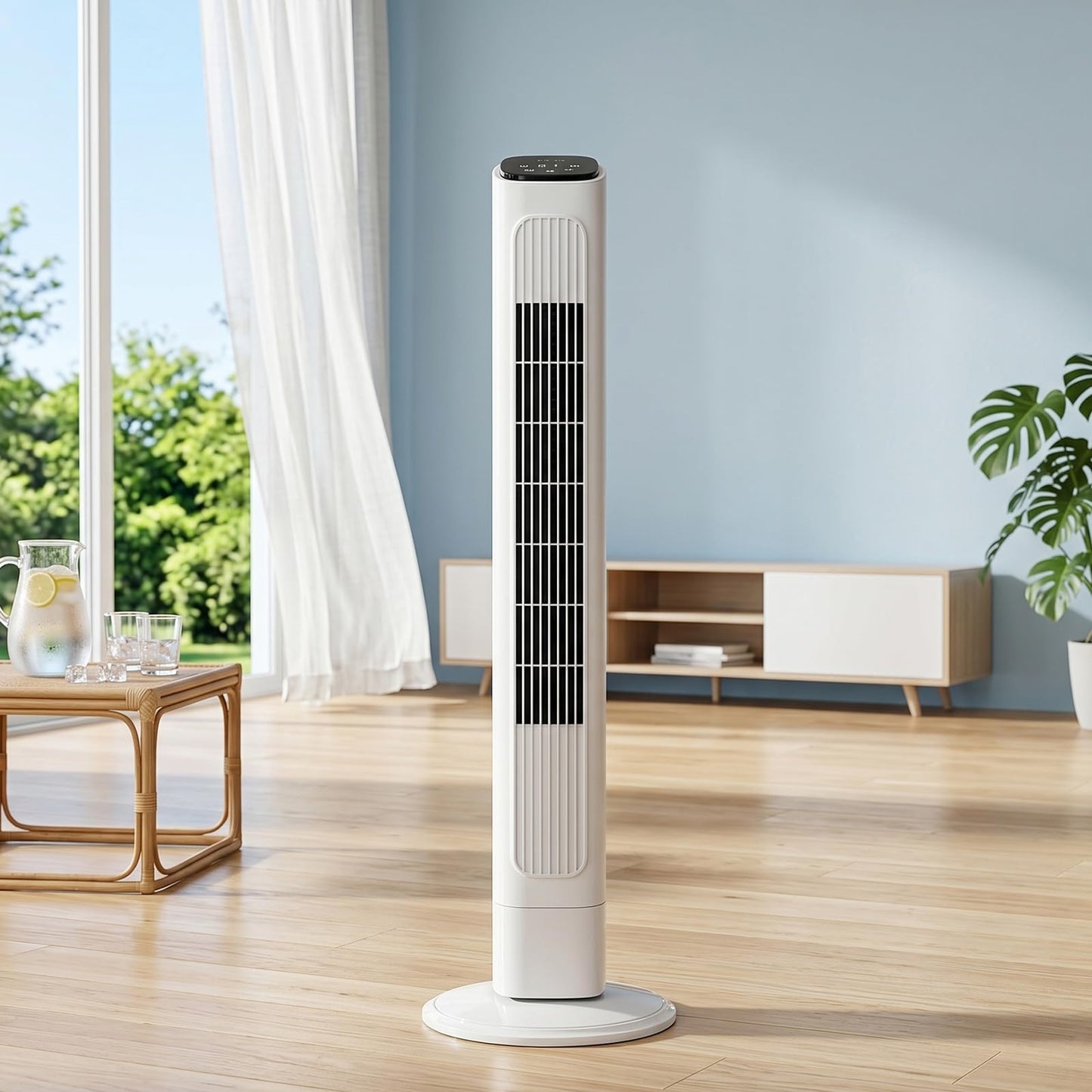 Pinikuyiro Tower Fan for Bedroom, 90° Oscillating Fans that Blow Cold Air, 3 Speeds,3 Modes, 9H Timer, Remote, Touch, 36" Standing Floor Fan for Home