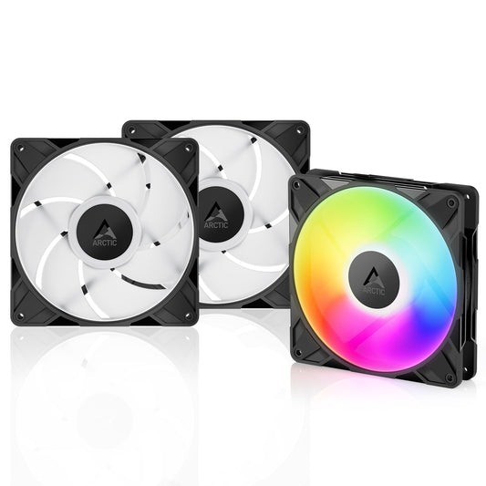 ARCTIC P14 Pro A-RGB - 3 Pack - Powerful Premium Fan, 140 mm PWM Fan with Y-Cable Splitte, 400-2500 RPM, 0 RPM <5% PWM, 5V Digital RGB, Fluid Dynamic
