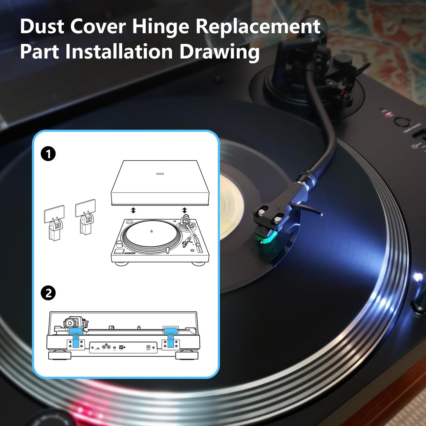 Sxkxm Dust Cover Hinge Compatible with Audio Technica Models AT-PL120, AT-LP120-USB, AT-LP60X, at-LP5. Also Fit for Sony Models PS-HX500, Dual CS 429