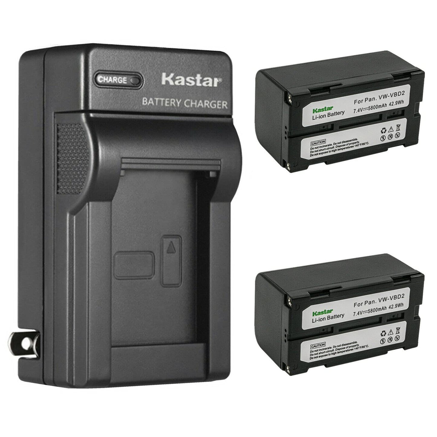 Kastar 2-Pack Battery and AC Wall Charger Replacement for Hitachi VM-BPL13, VM-BPL13A, VM-BPL13J, VM-BPL27, VM-BPL27A, VM-BPL30, VM-BPL60 Battery