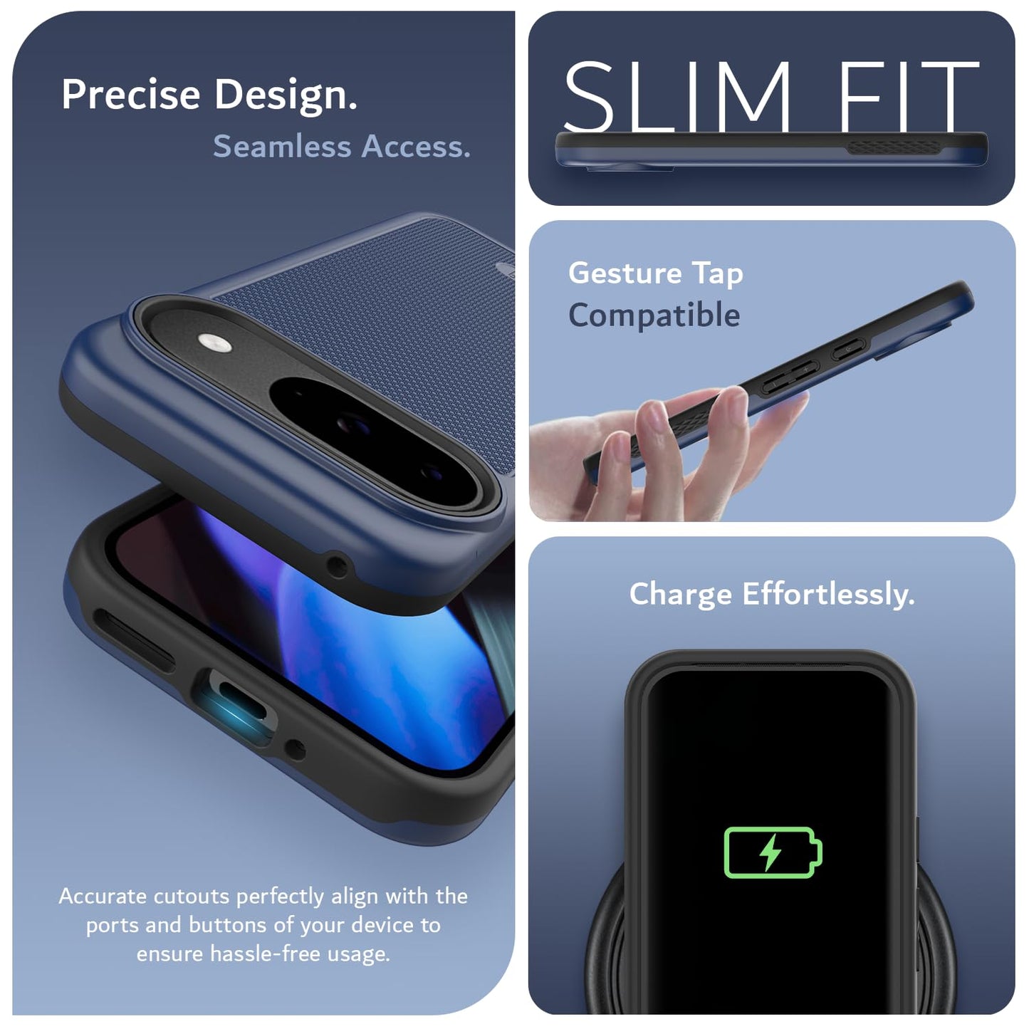 TUDIA MergeGrip Cases for Google Pixel 9 and Pixel 9 Pro Case (2024) - [Military Grade Drop Tested] Dual Layer Shockproof Slim Tough Non-Slip Heavy