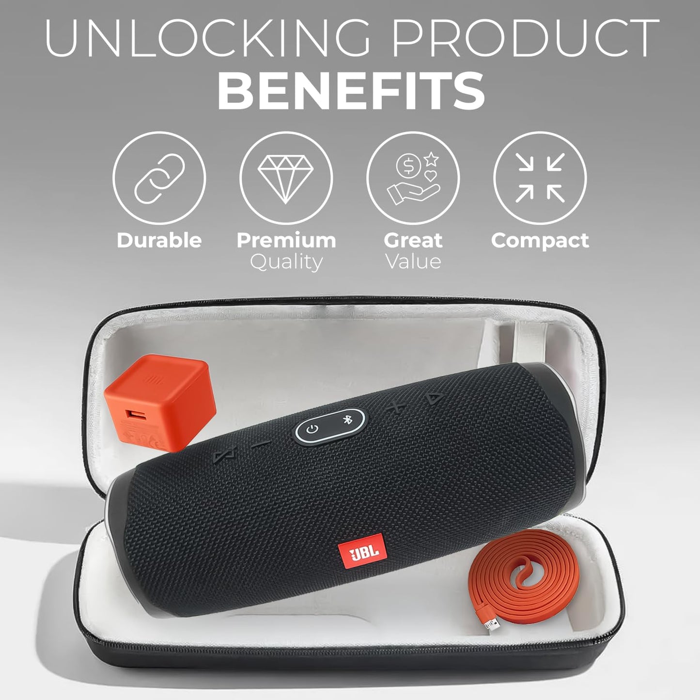 HomEquip Hard Shell Case for JBL Charge 5 / Charge 4 Wireless Waterproof Portable Speaker (case only)