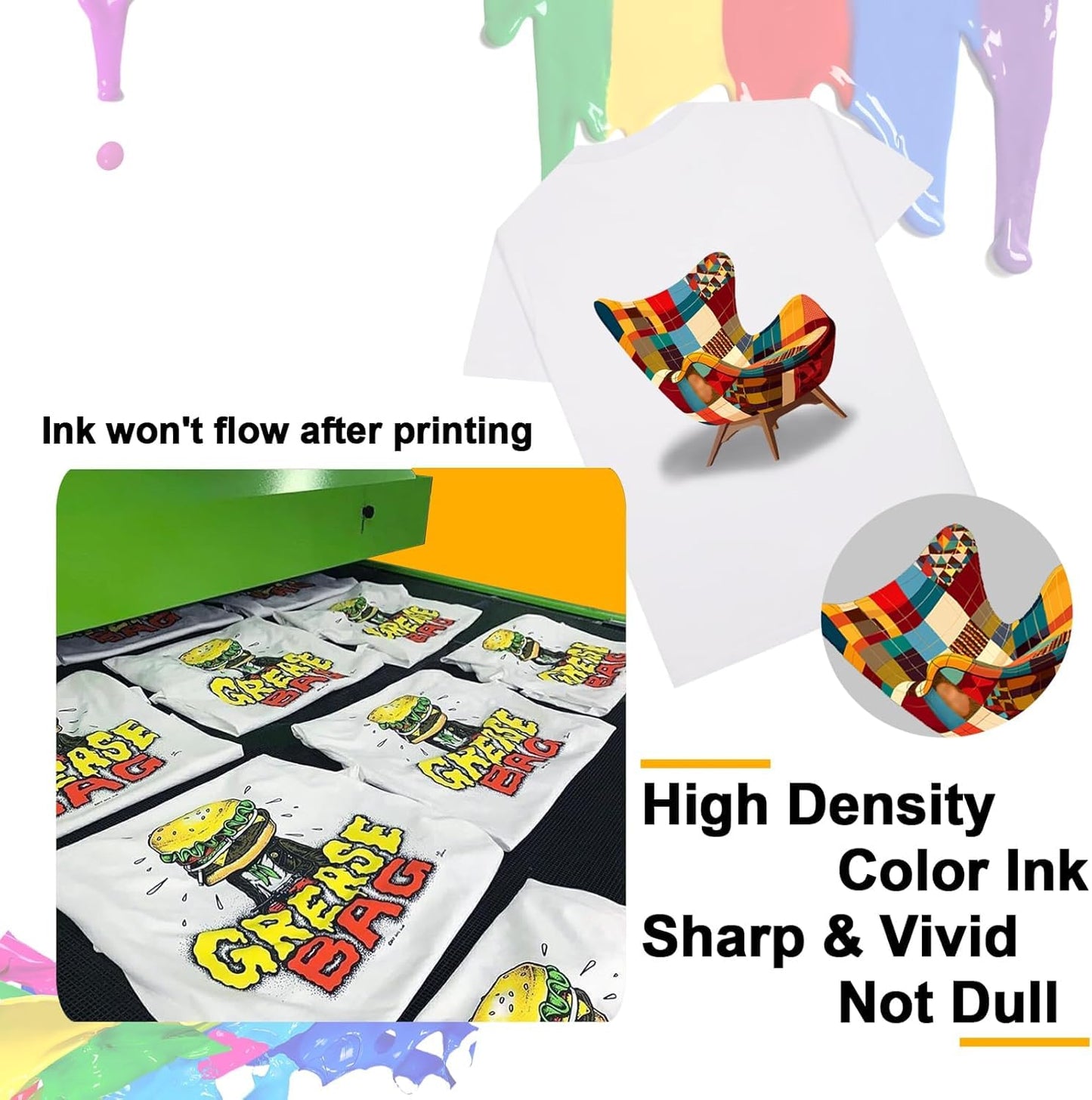 MEZOO DTF White Ink 1000ml Premium DTF Ink for Film Heat Transfer Printing Compatible for DTF Printers with Printhead L1800 L805 XP15000 R1390 4720
