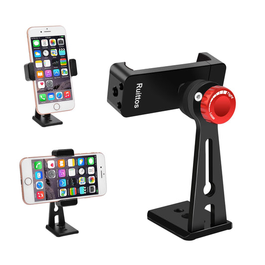 Ruittos Phone Holder for Tripod, Metal Cellphone Tripod Adapter 360 Degree Rotation Vertical Video Smartphone Bracket Clip Compatible with iPhone X XS
