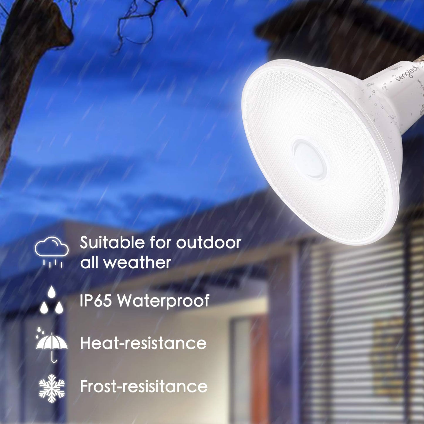 Sengled Motion Sensor Flood Lights Outdoor Dusk to Dawn Security Light Bulbs, E26 PAR38 Motion Activated 3000K Warm White, 1050LM, Waterproof LED