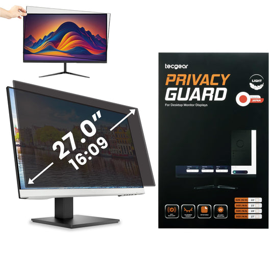 Tecgear Privacy Screen Filter 27 Inch Anti Spy Monitor Filter | Anti Glare Blue Light Blocking Screen Protector | 60 Degree Viewing Angle Computer