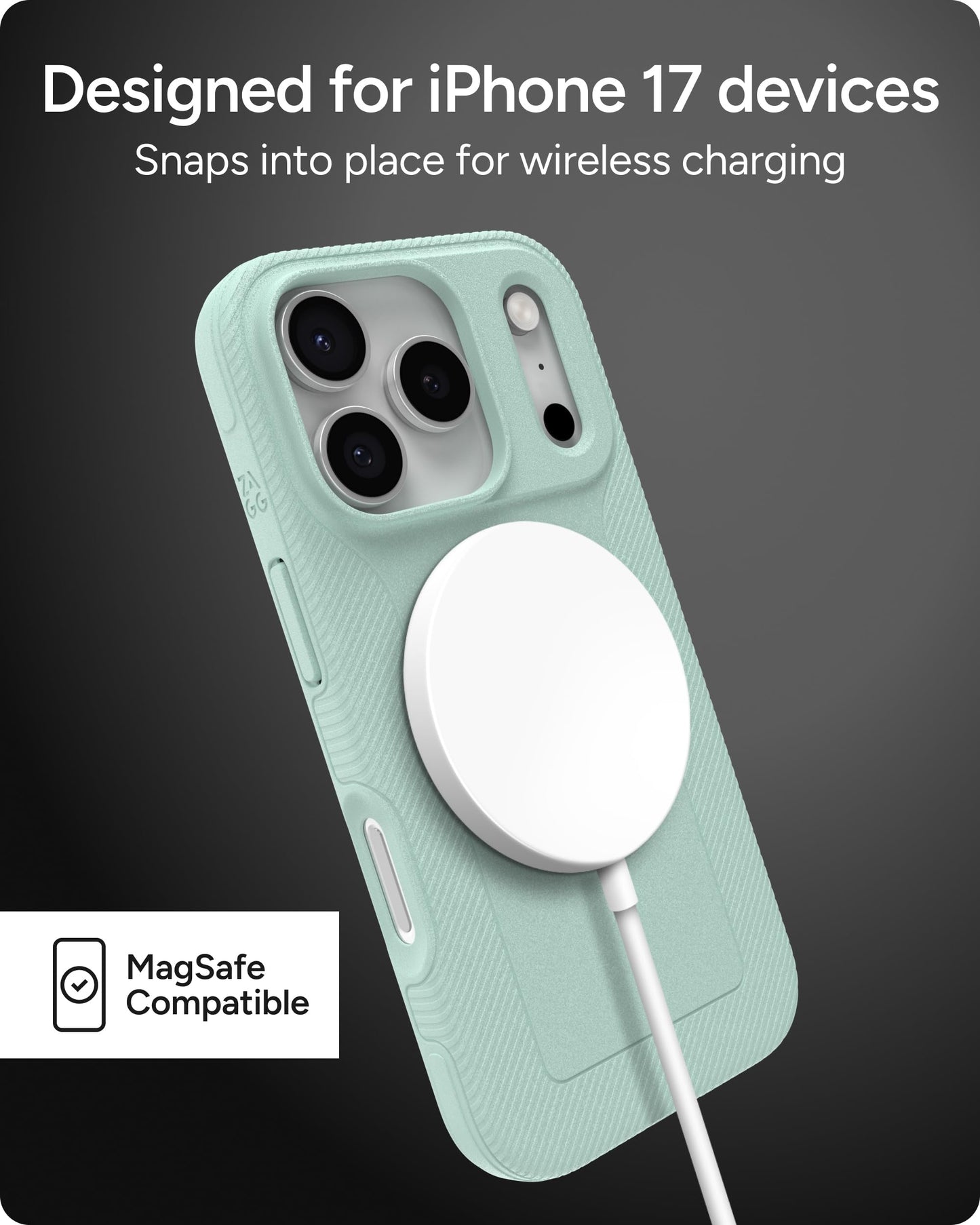 ZAGG Luxe Snap Phone Case for iPhone 17 Pro - Green Serene Mint, Durable Graphene for Drop Protection (10ft/3m), Slim Lightweight Design, MagSafe