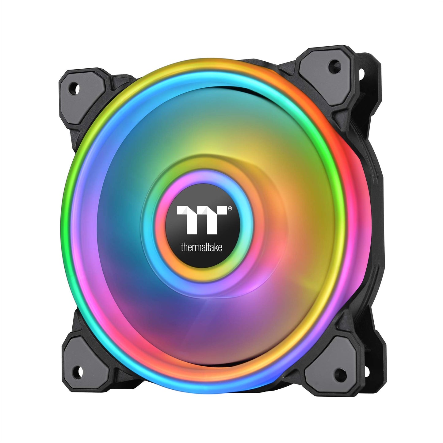 Thermaltake Riing Quad 120mm 16.8 Million RGB (Alexa, Razer Chroma sync-able), 4 Light Rings 54 Addressable LED, 9 Blades Hydraulic Bearing Case/Rad