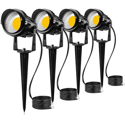 SUNVIE 12W LED Landscape Lighting Low Voltage (AC/DC 12V) Waterproof Garden Pathway Lights Super Warm White (900LM) Walls Trees Flags Outdoor