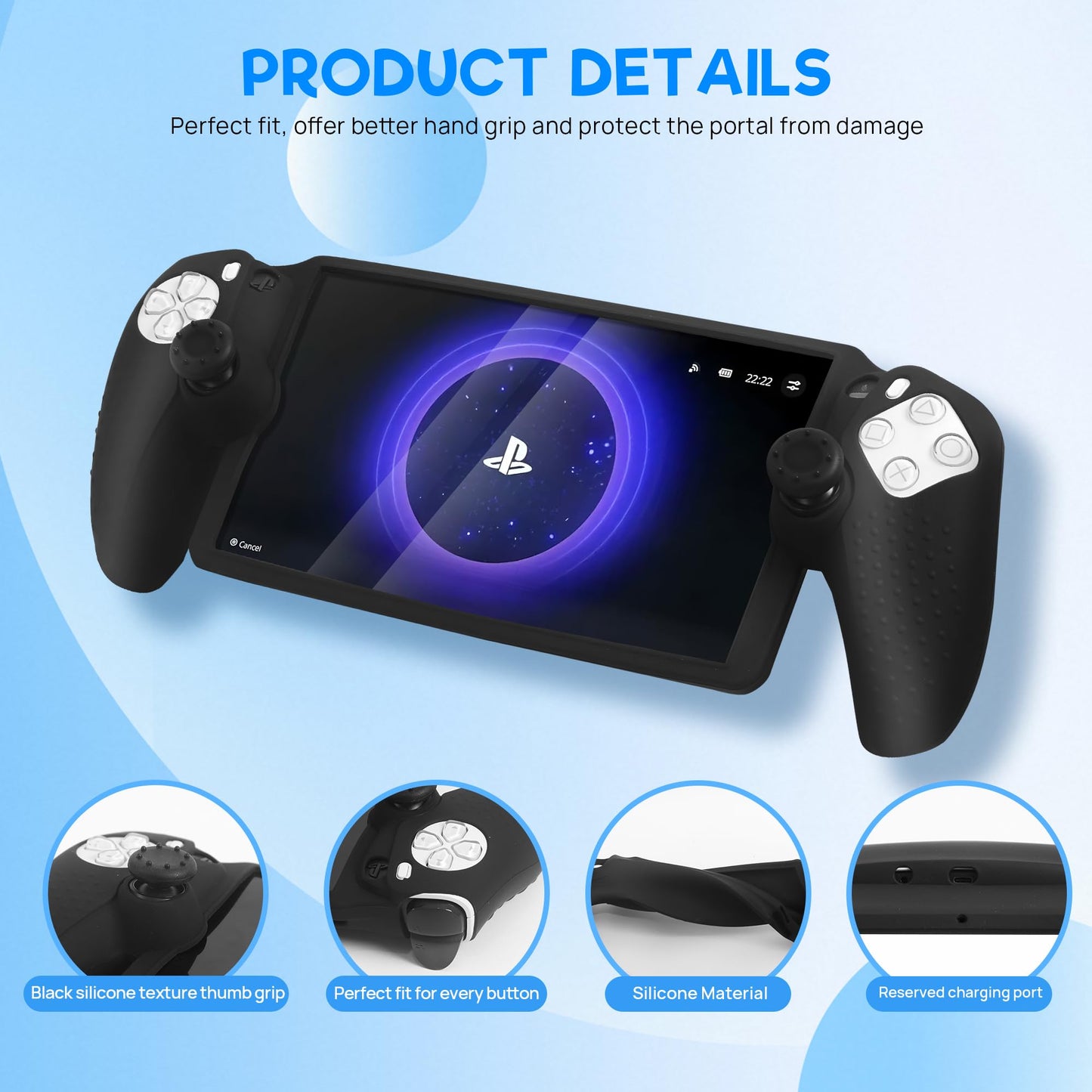 SOLURA 5-in-1 Case - Accessories Kit with EVA Travel Case, Console Cover, Screen Protector, Thumb Grips & Button Caps - for gaming console, Black