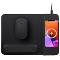 15W Wireless Charging Mouse Pad with Wrist Support, Fast Qi Wireless Charger Mouse Mat for iPhone 17/16/15/14/13/12/12 Pro/11/11Pro/XR/Xs/X, Samsung