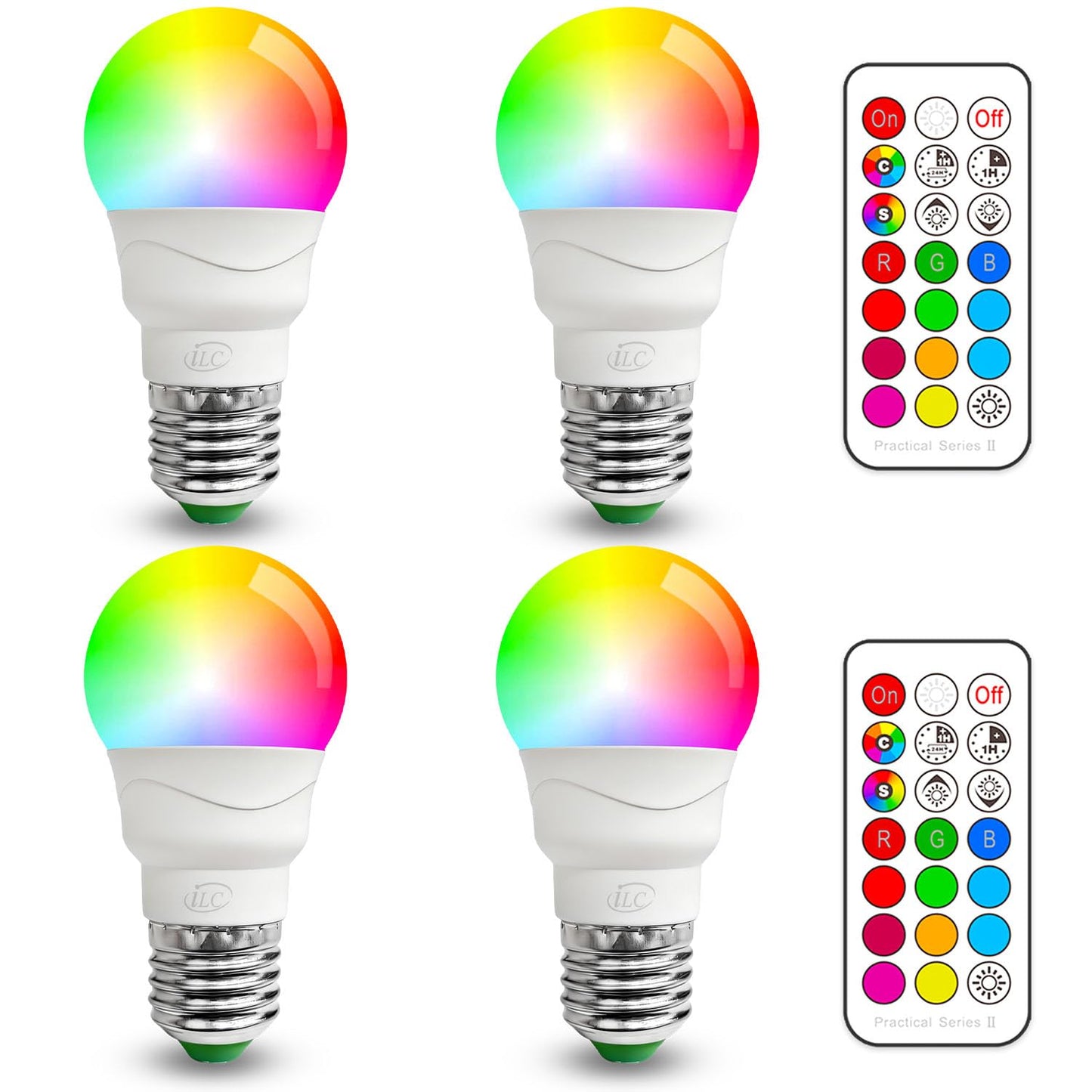 ILC Color Changing LED Light Bulb, A15 40W Equivalent, 5000K Daylight White, 450LM 5W E26 Screw Base RGBW, Mood Light Bulb - RGB 12 Color Choices
