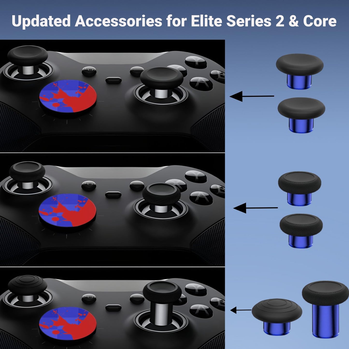 Elite Series 2 Gaming Controller Accessories Kit with Thumbsticks, D-Pads, Paddles, Trigger Buttons for Xbox Elite Series 2 Core (Blue)