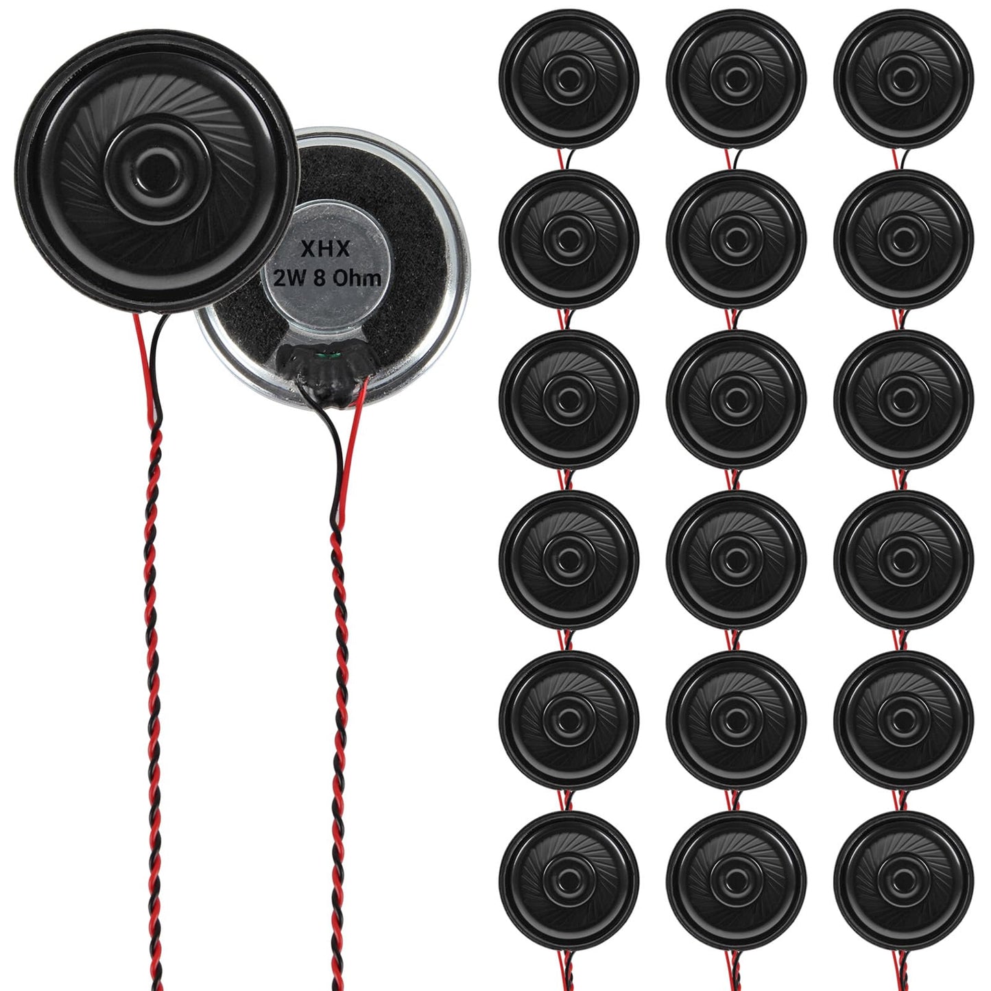 DWEII 20PCS 2W 8 Ohm Speaker Metal Shell Round Internal Speakers 8 Ohm Micro Speakers Loud Micro Speakeres Replacement Mini Multimedia Loudspeaker