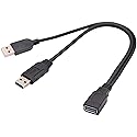 AAOTOKK USB A 3.0 Y Splitter Cable, USB 3.0 A Female to Dual USB 3.0 A Male + USB 2.0 A Male Extra Power Charging & Data Transfer Dual USB Y Splitter