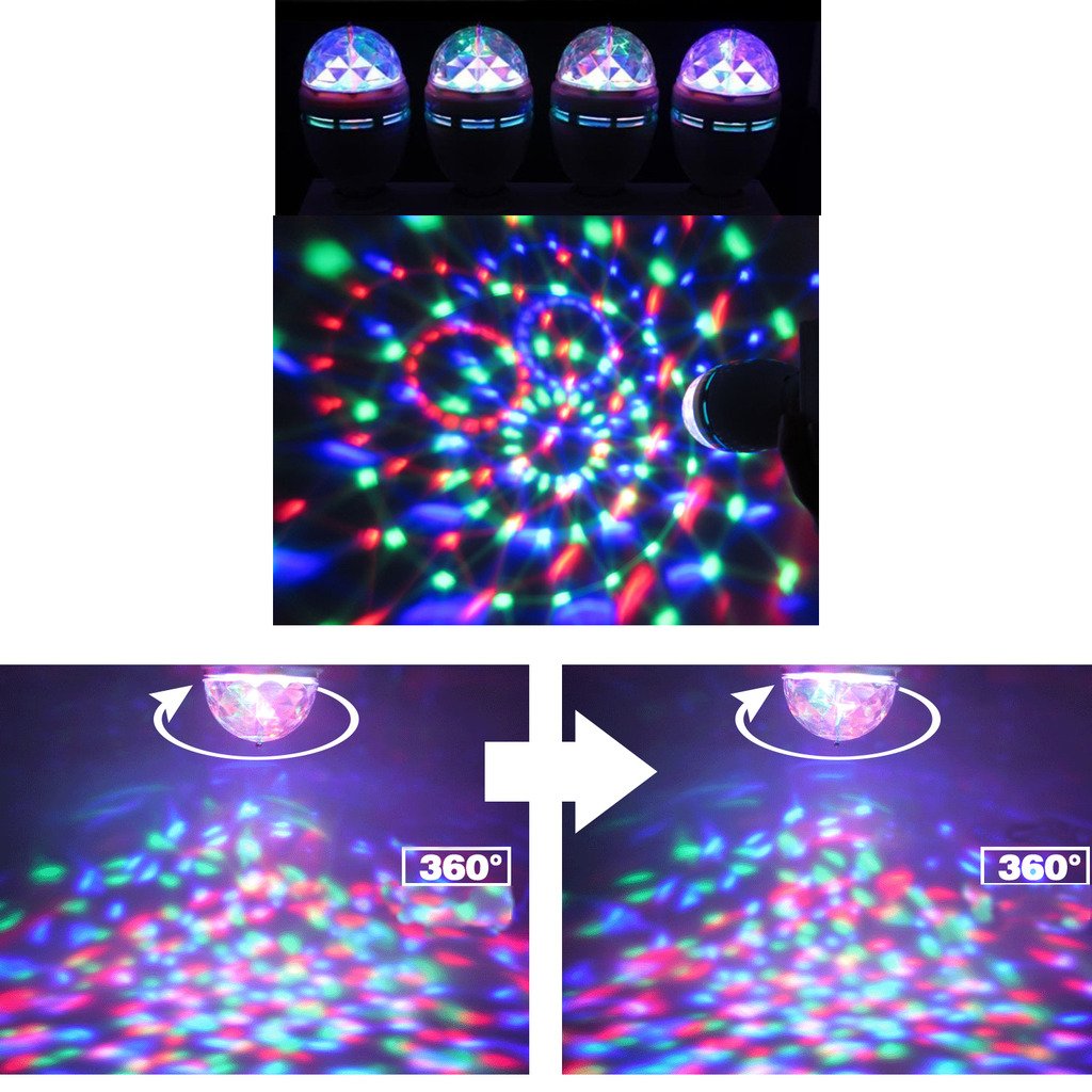 TRENDBOX 1 Pair E27 3W LED Full Color Rotating Auto Crystal Ball Bulb AC 85-260V Mini Party Light Lamp Energy Saving Disco