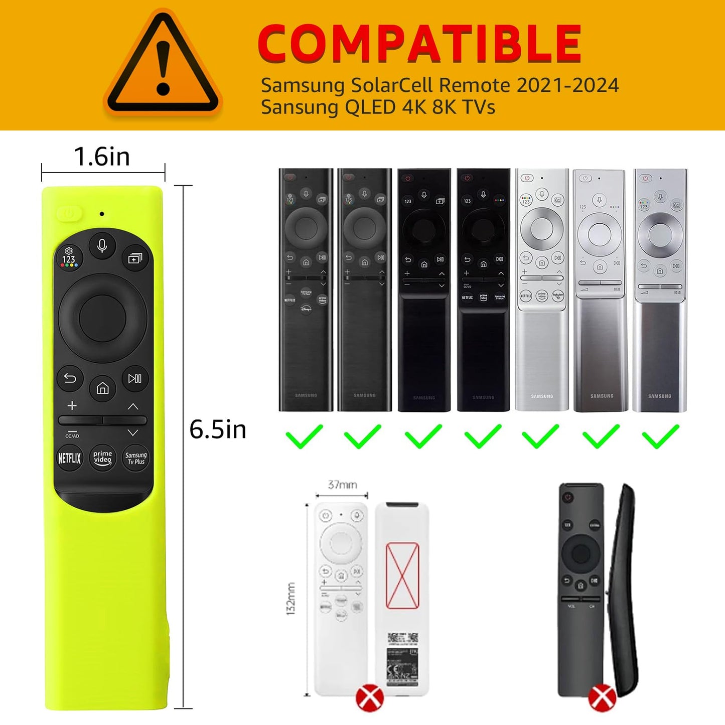[2 Pack] Climberer Remote Cover for Samsung Flat Smart TV Remote, Silicone Protective Case for Samsung SolarCell Remote 2021-2025 BN59-01388A Glow in