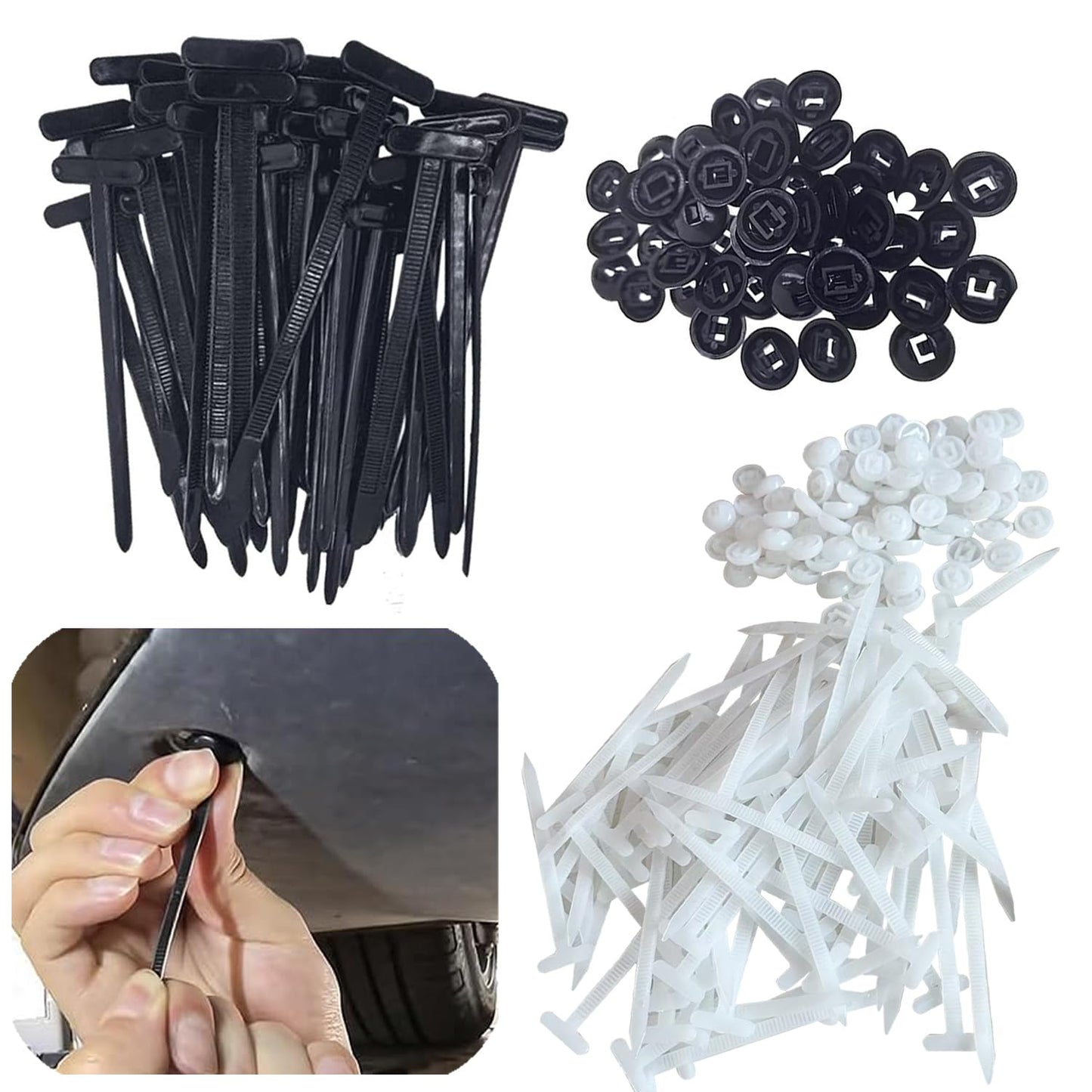 100 PCS Nylon Universal Cable Tie Buckle, Heavy Duty Self-Locking Nylon Zip Ties Holder, New Multi-functional UV Resistant Plastic Cable Tie Tool
