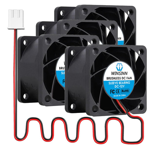 WINSINN DC 40mm Fan 12V 4028 Sleeve Bearing Brushless Cooling 40x28mm 2PIN (Pack of 4Pcs)