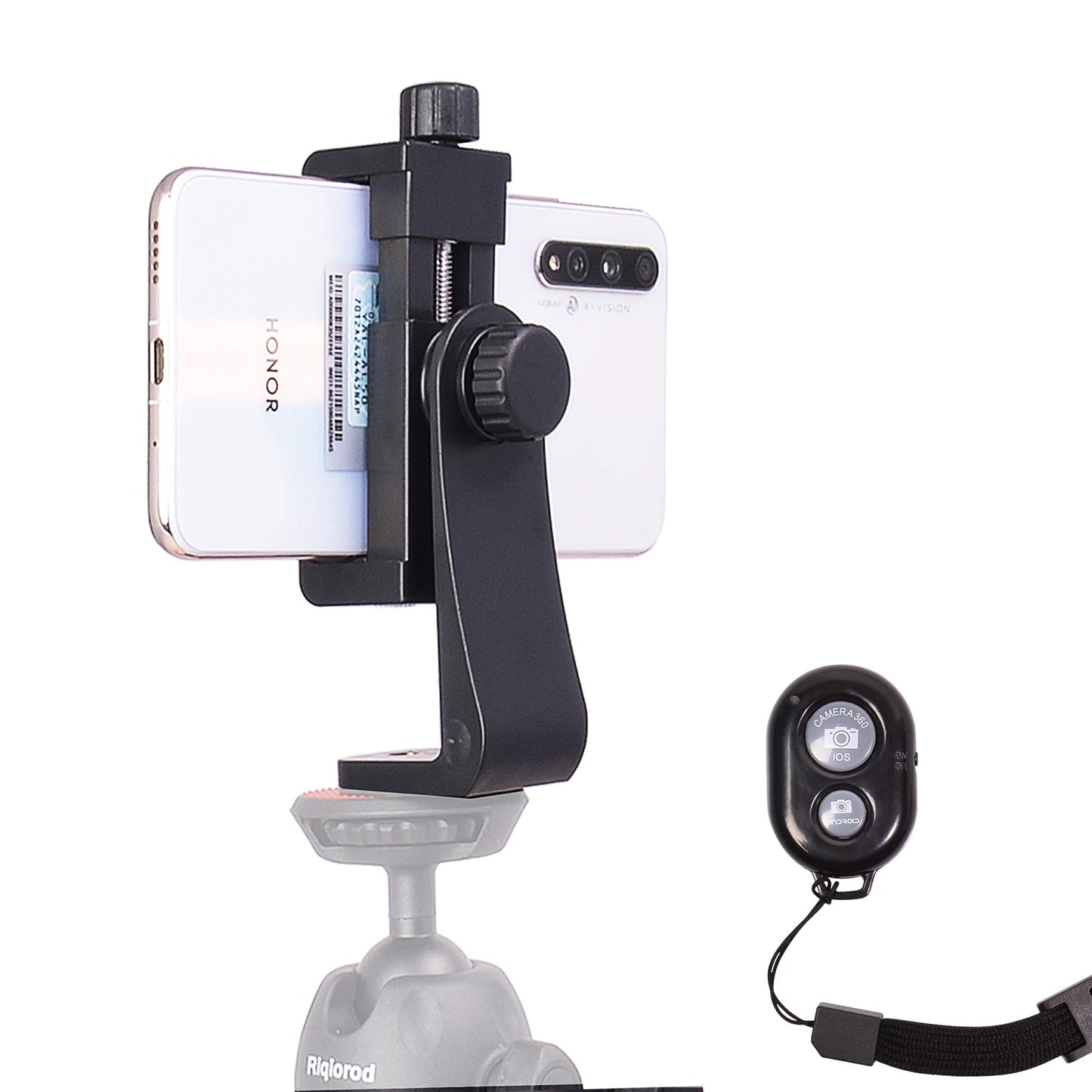 Phone Tripod Mount, 2X Phone Holder for Tripod Adapter with 2xPhone Camera Remote Controller, Phone Clip Holder Compatible with iPhone HTC