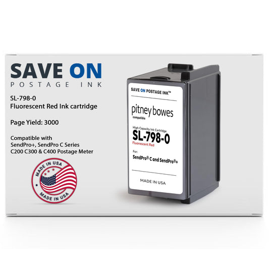 SL-798-0 Compatible Pitney Bowes Ink Cartridge (1 Pack) - Fluorescent Red Printer Ink Cartridge for SendPro+, SendPro C Series C200 C300 & C400