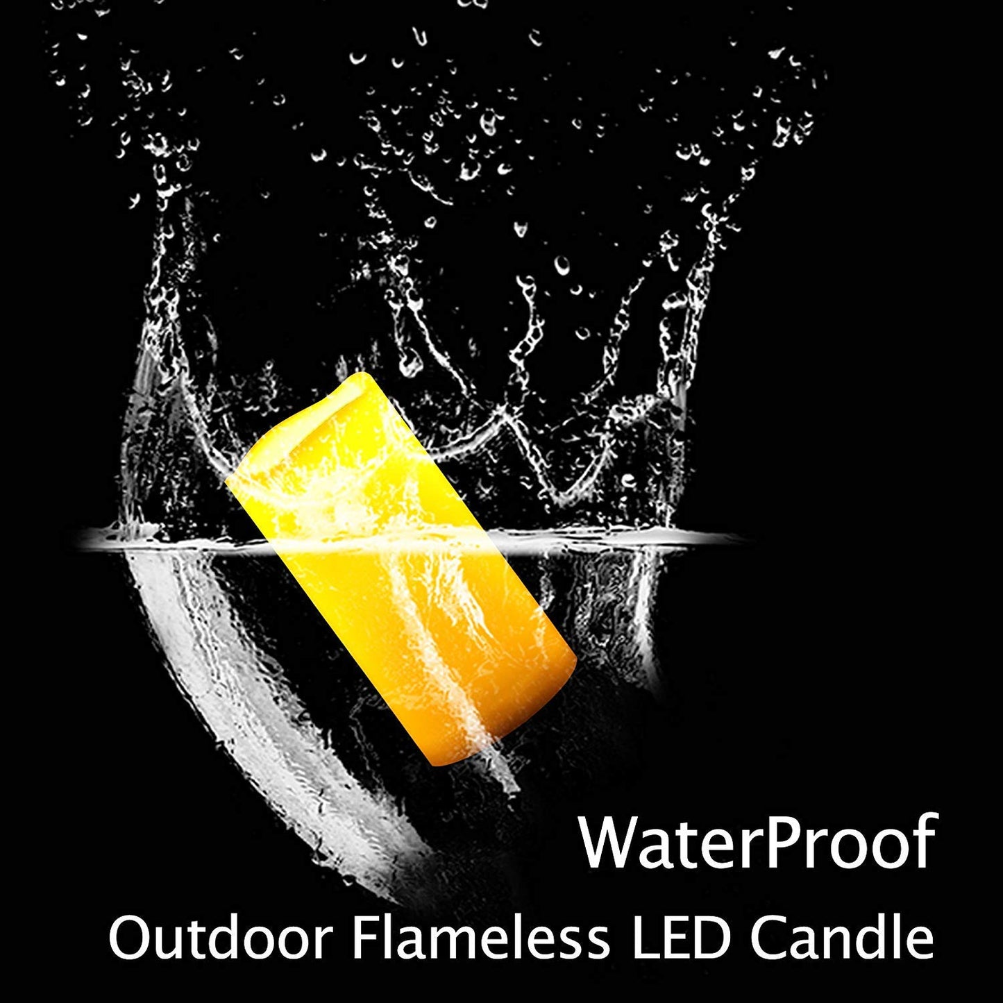 2 PCS 3" x6" Waterproof Outdoor Battery Operated Flameless LED Pillar Candles with Timer Flickering Plastic Resin Electric Decorative Light