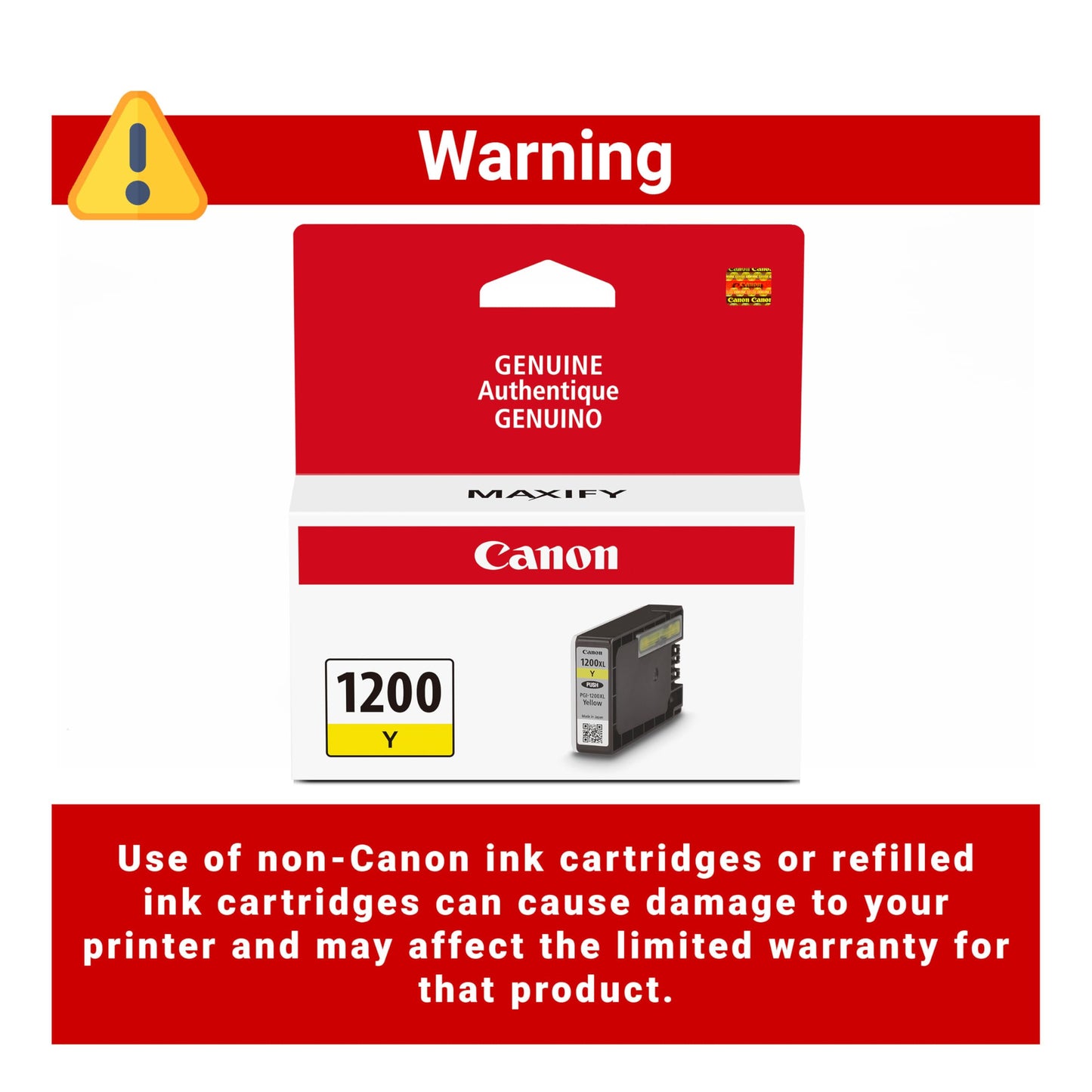 Canon PGI-1200 Genuine Yellow Ink Tank, Compatible with MB2120, MB2720, MB2020, and MB2320 Printers
