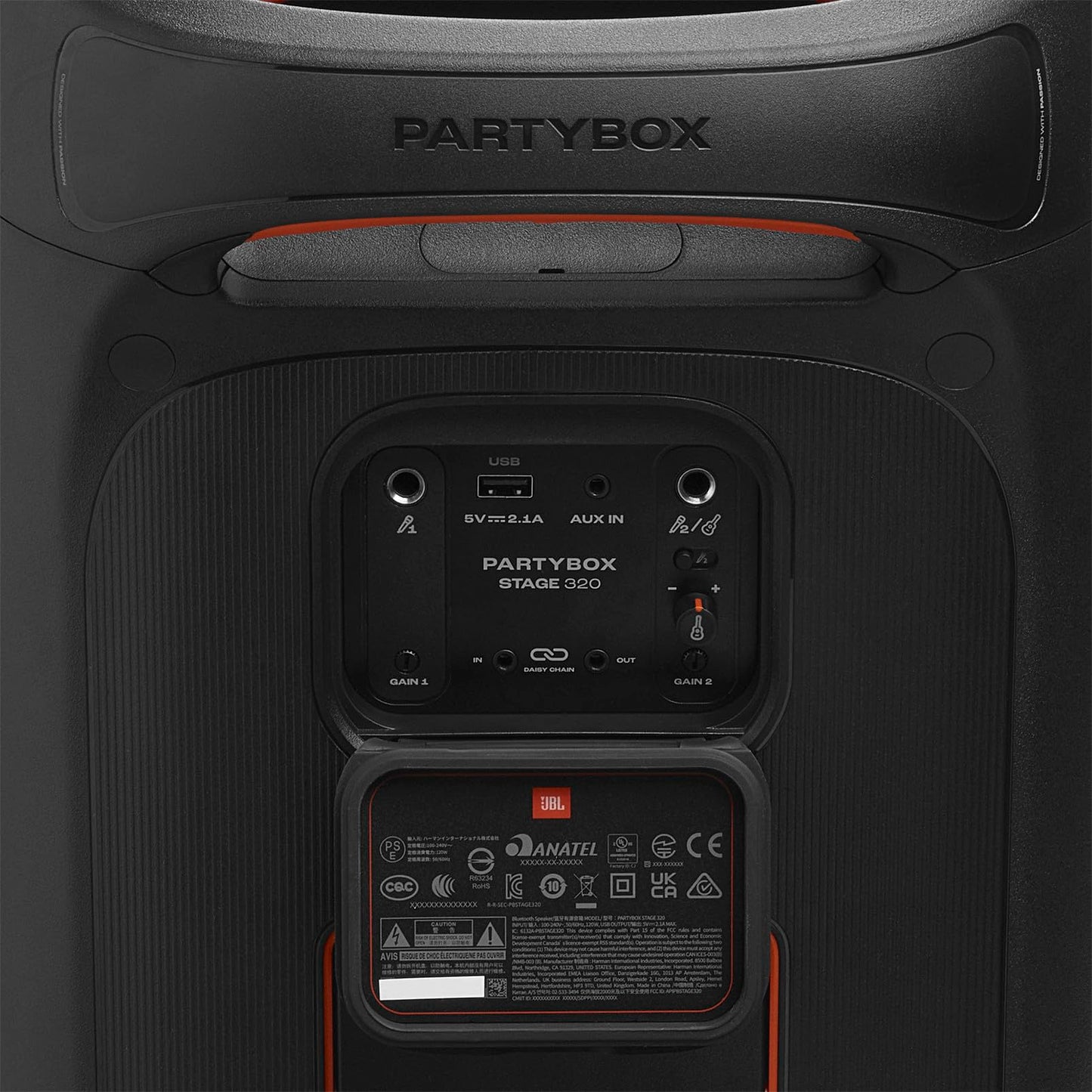 JBL PartyBox Stage 320 - Portable Party Speaker with Telescopic Handle & Wide, Sturdy Wheels, Powerful JBL Pro Sound, Futuristic lightshow, Up to 18