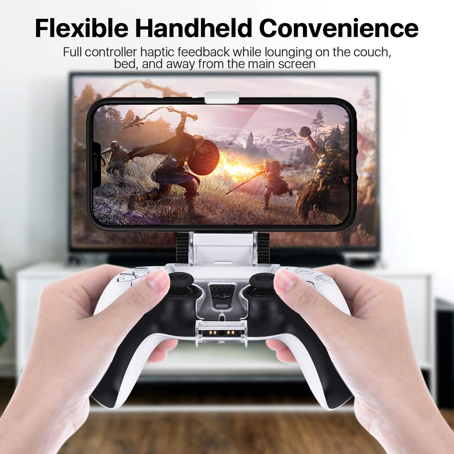 TNP PS5 Controller Phone Mount - Universal Phone Controller Mount for DualSense Controller - Adjustable Viewing Angle Mobile Gaming Clip for PS Remote