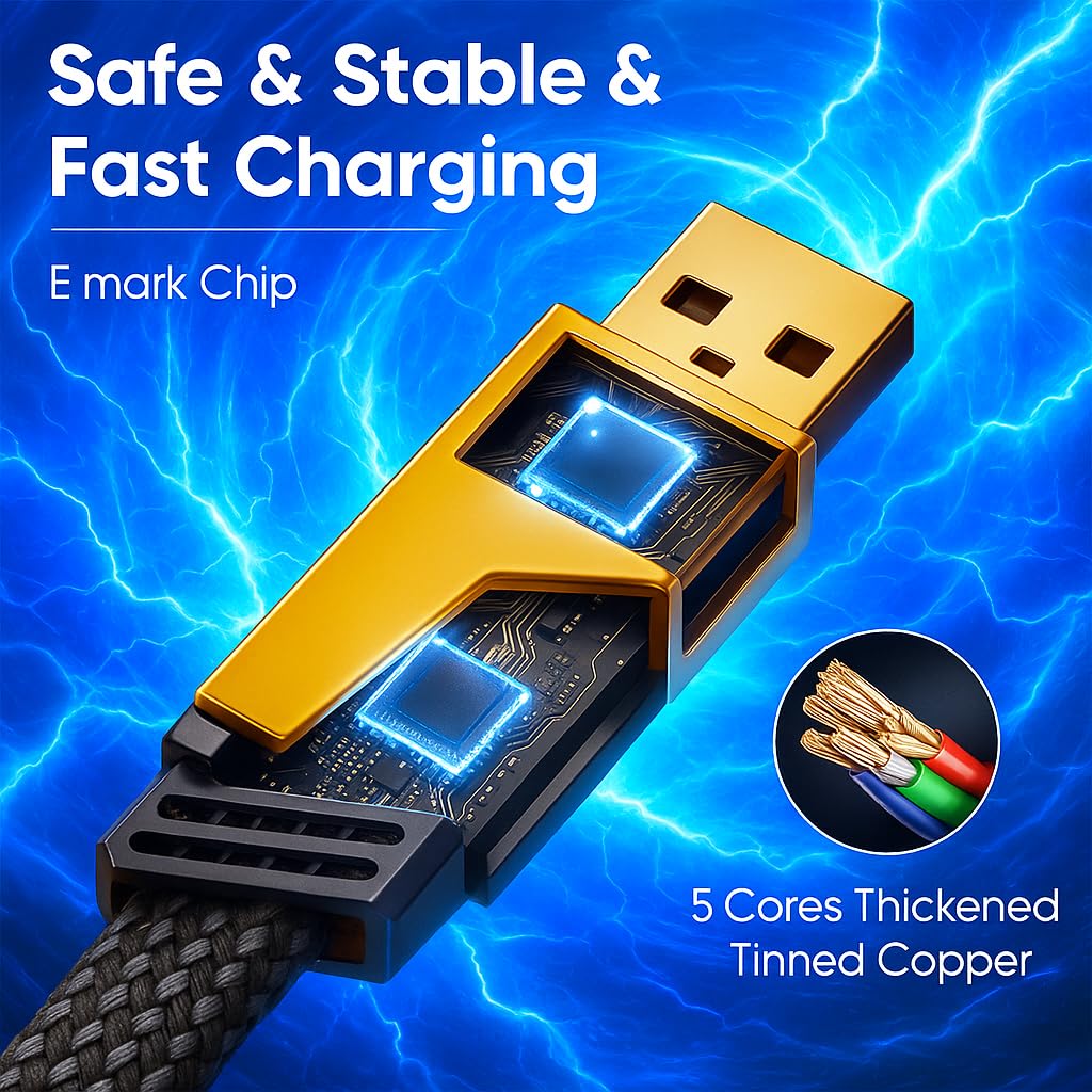 4 in 1 Charging Cable 2-Pack, 100W USB C to Lightning Cable 6FT, Fast Charging [480Mbps] Flat Nylon Braided Charger Cord with Lightn-ing/USB C/USB…
