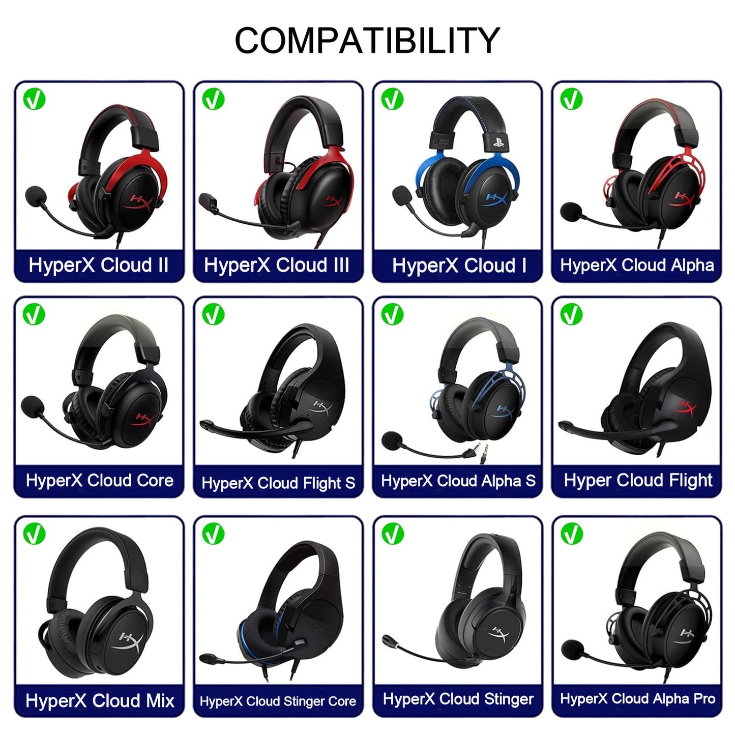 Cloud 2 Earpads - Cooling Gel Cloud Alpha Ear Cushions Pads, Replacement for HyperX Cloud II/III/Alpha/Core/Stinger/Flight/X/Mix Headsets (Black)