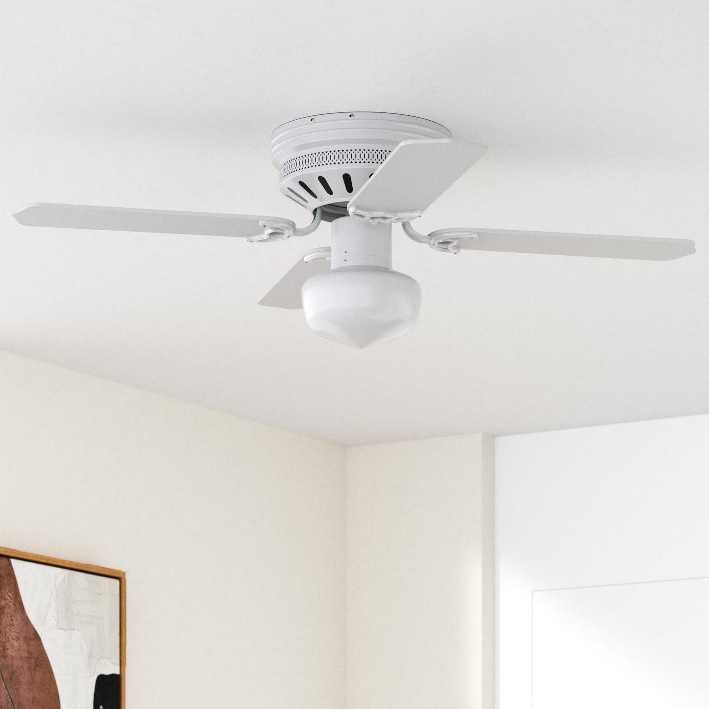 Litex CC42WW4L Celeste Collection 42-Inch Ceiling Fan with Five Reversible White/Whitewash Blades and Single Light kit with White Opal Glass