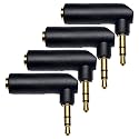 CESS 3.5mm Right Angle Male to Female Stereo Adapter, L Shape AUX Extender, Gold Plated Plug, 4 Pack