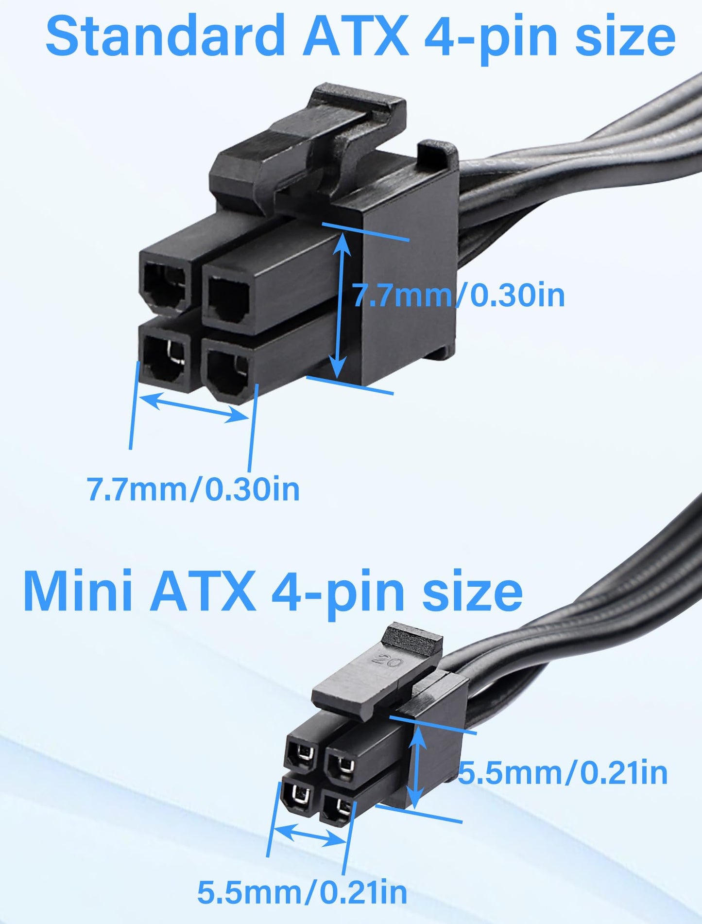 ELFJMZP ATX 4PIN to Dual SATA 15 PIN Adapter Extension Cable for Mechanical HDDs SSDs DVD/CD-ROMs (17.9 in./45.5 cm)