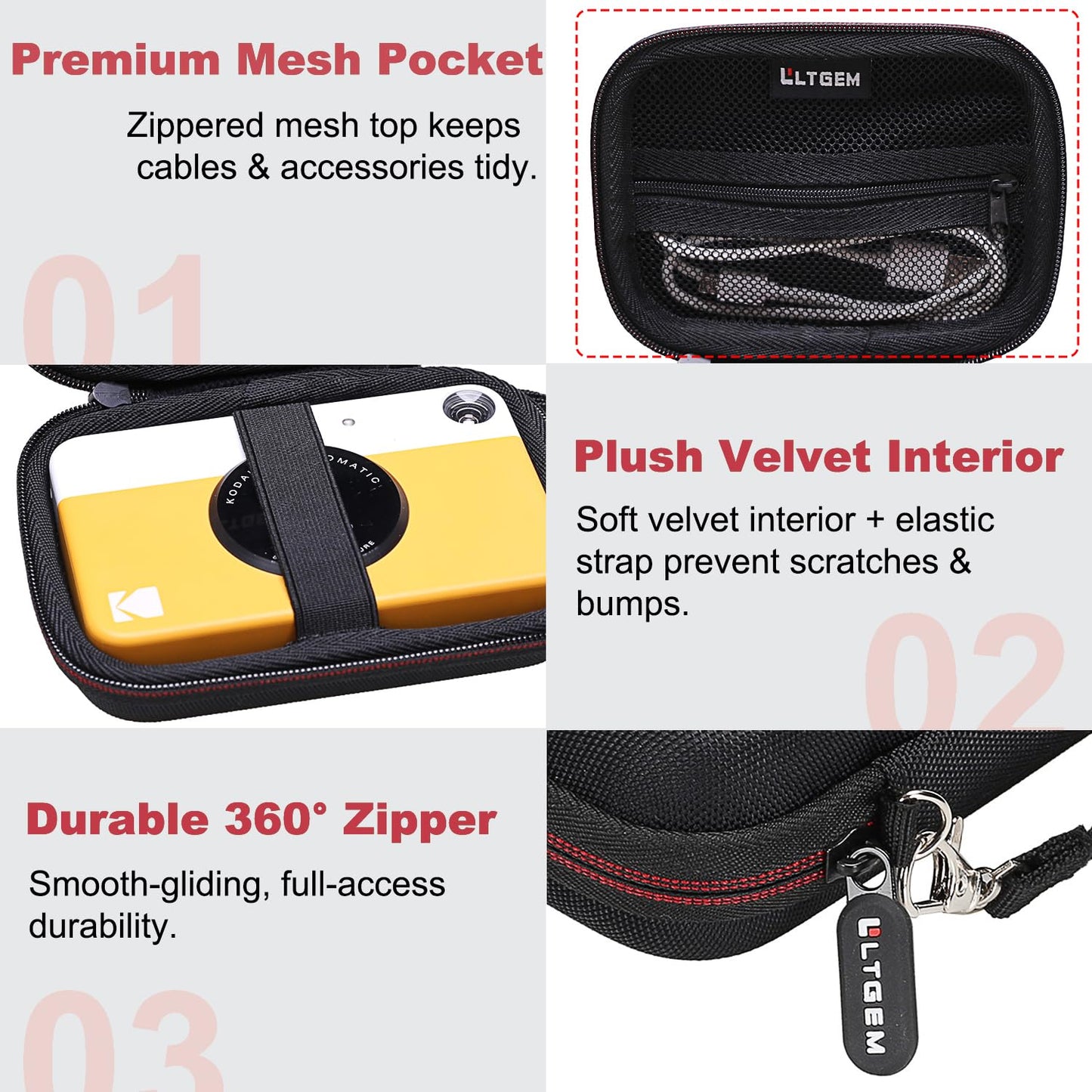 LTGEM Case Compatible with KODAK Printomatic/EKTAR H35/EKTAR H35N Camera, KODAK Step Instant Smartphone Photo Printer, Office Travel Carrying Storage
