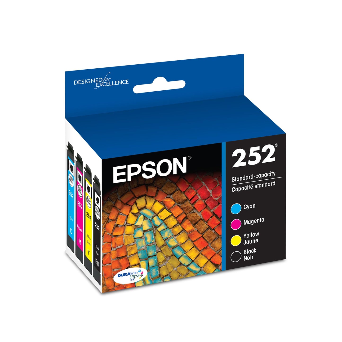 EPSON 252 DURABrite Ultra Ink Standard Capacity Black & Color Cartridge Combo Pack (T252120-BCS) Works with WorkForce WF-3620, 3640, 7110, 7610, 7620