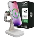 Mophie 2-in-1 Wireless Charging Stand - Qi2-Certified, MagSafe Charger for iPhone & Apple Watch - Fast Charging Station with Adjustable Phone Stand